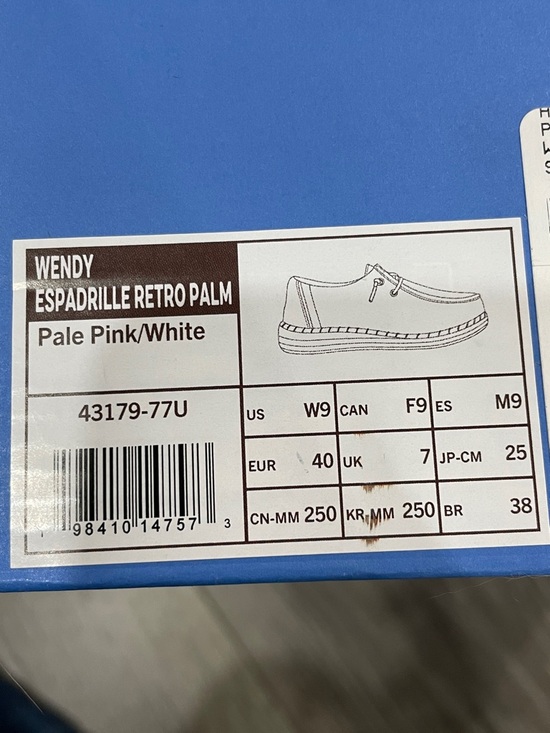 HEYDUDE Wendy Espadrille Retro Palm Pale Pink/White size 9 - Picture 9 of 9